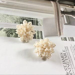 Vintage Pearl Bouquet Clip On Earrings